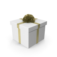 White Gift Box with Gold Ribbon PNG & PSD Images