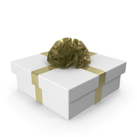 White Gift box with Gold Ribbon PNG & PSD Images