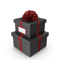 Black Gift box with Red Ribbon and Card PNG & PSD Images