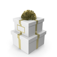 White Gift box with Gold Ribbon and Card PNG & PSD Images