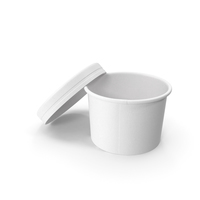 White Paper Food Cup with Vented Lid Disposable Ice Cream Bucket 8 Oz 200 ml Mockup Open PNG & PSD Images