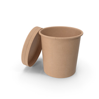 Kraft Paper Food Cup with Vented Lid Disposable Ice Cream Bucket 12 Oz 300 ml Open PNG & PSD Images