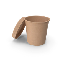 Kraft Paper Food Cup with Vented Lid Disposable Ice Cream Bucket 16 Oz 450 ml Open PNG & PSD Images