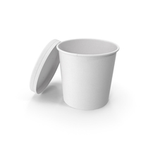 White Paper Food Cup with Vented Lid Disposable Ice Cream Bucket 26 Oz 750 ml Open PNG & PSD Images