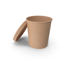 Kraft Paper Food Cup with Vented Lid Disposable Ice Cream Bucket 32 Oz 900 ml Open PNG & PSD Images