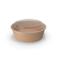 Kraft Paper Food Bowl with Clear Lid for Soup for Salad 20 Oz 500 ml PNG & PSD Images