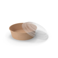 Kraft Paper Food Bowl with Clear Lid for Soup for Salad 20 Oz 500 ml Open PNG & PSD Images