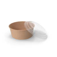 Kraft Paper Food Bowl with Clear Lid for Soup for Salad 26 Oz 750 ml Open PNG & PSD Images