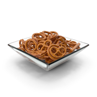 Square Bowl with Mixed Mini Pretzels PNG & PSD Images