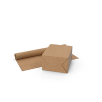 Craft Paper Gift Box with Paper Roll PNG & PSD Images