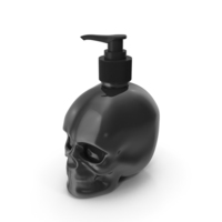 Black Glass Skull Bottle with Black Pump PNG & PSD Images