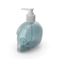 Glass Skull Bottle with White Pump and Blue Liquid PNG & PSD Images