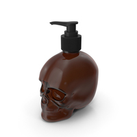 Dark Medical Glass Skull Bottle with Black Pump PNG & PSD Images