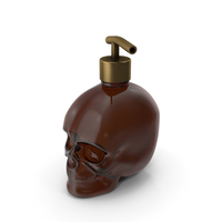 Dark Medical Glass Skull Bottle with Gold Dispenser PNG & PSD Images