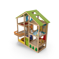 All Seasons Kids Wooden Dollhouse by Hape Furnished PNG & PSD Images