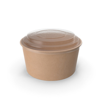 Kraft Paper Food Bowl with Clear Lid for Soup for Salad 32 oz 1000 ml PNG & PSD Images
