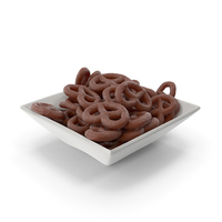 Square Bowl with Chocolate Covered Pretzels PNG & PSD Images
