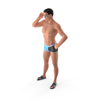Man in Swimwear Standing Pose PNG & PSD Images