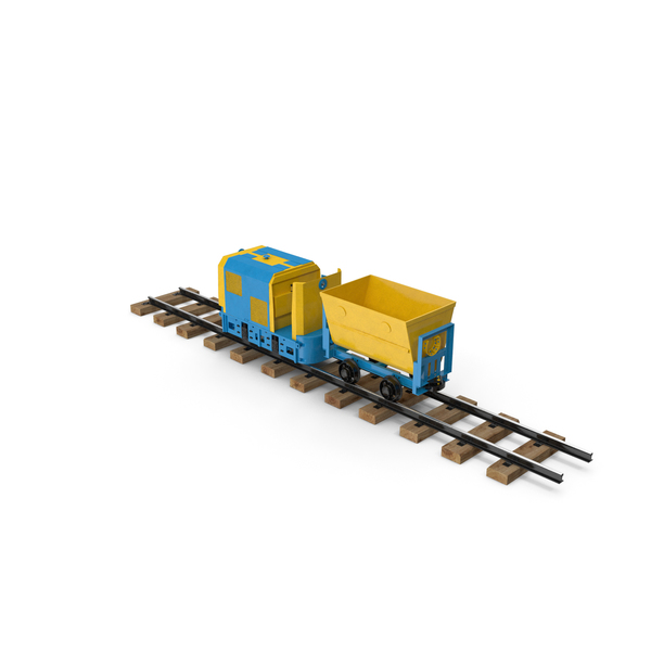 Mining Locomotive with Minecart on Railway Section PNG & PSD Images
