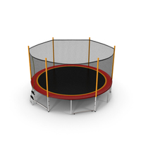 Round Trampoline with Safety Enclosure PNG & PSD Images