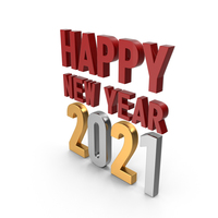 Happy New Year 2020 Symbol Red Gold and Silver PNG & PSD Images