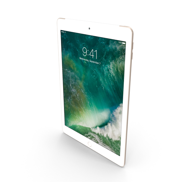 Apple iPad 9.7 (2017) WiFi+Cellular Gold PNG Images & PSDs for
