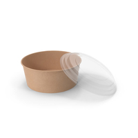Kraft Paper Food Bowl with Clear Lid for Soup for Salad 50 Oz 1500 ml Open PNG & PSD Images