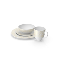 White and Gold Dinnerware Set PNG & PSD Images