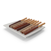 Tray with Caramel Dipped Pretzel Rods PNG & PSD Images
