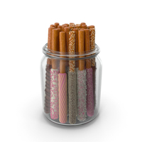 Jar with Assorted Dipped Pretzel Rods PNG & PSD Images