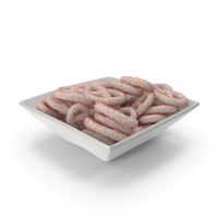 Square Bowl with Yogurt Covered Pretzels with Colored Sugar Sprinkles PNG & PSD Images