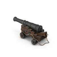 Medieval Gun on Gun Carriage with Rope PNG & PSD Images