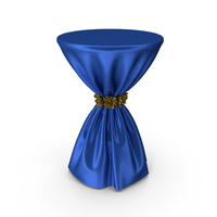 Blue Silk Tablecloth Cocktail Table with Gold Flowers PNG & PSD Images