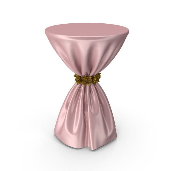 Pink Silk Tablecloth Cocktail Table with Gold Flowers PNG & PSD Images