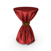 Red Silk Tablecloth Cocktail Table with Gold Flowers PNG & PSD Images