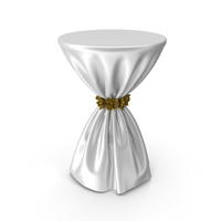 White Silk Tablecloth Cocktail Table with Gold Flowers PNG & PSD Images