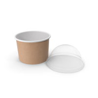Kraft Paper Food Cup with Clear Lid for Dessert 8 Oz 200 ml Open PNG & PSD Images