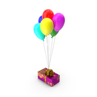 Giftbox With Balloons Multicolor PNG & PSD Images
