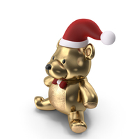 Christmas Teddy Bear Gold PNG & PSD Images
