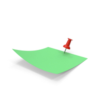 Green Paper with Red Pin PNG & PSD Images