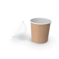 Kraft Paper Food Cup with Clear Lid for Dessert 12 Oz 300 ml Open PNG & PSD Images