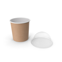 Kraft Paper Food Cup with Clear Lid for Dessert 12 Oz 300 ml Open PNG & PSD Images