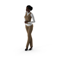 Dark Skin Business Style Woman Standing Pose PNG & PSD Images
