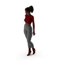 Dark Skin City Style Woman Standing Pose PNG & PSD Images