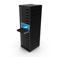 Full Server Rack with Laptop on Sliding Rack Shelf PNG & PSD Images