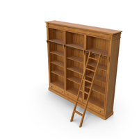 Wood Bookcase with Ladder PNG & PSD Images