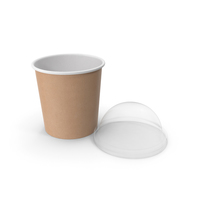 Kraft Paper Food Cup with Clear Lid for Dessert 16 Oz 450 ml Open PNG & PSD Images