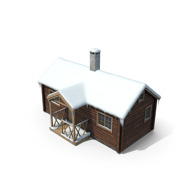 Mountain Cabin with Snow PNG & PSD Images