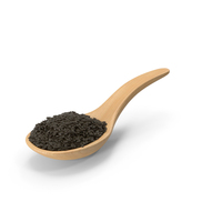 Wooden Spoon with Black Sesame Seeds PNG & PSD Images