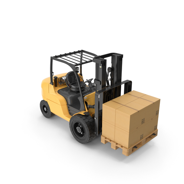 Fork Lift W 4 Glossy Barrels &amp; Wooden Pallet Mockup Packaging